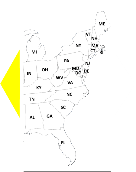 Map of Eastern USA